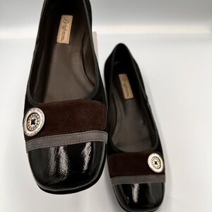 Brighton Black and Brown Flats with Silver Accent